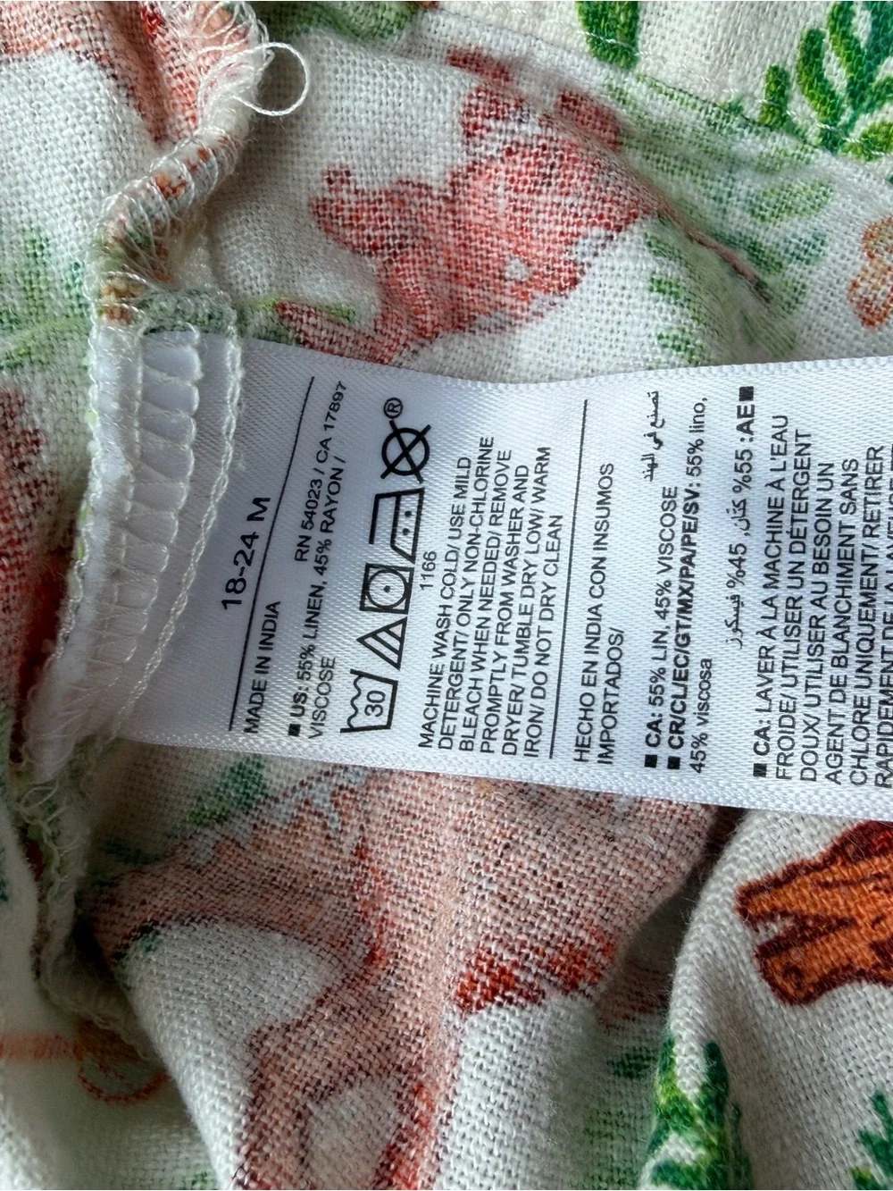 Old Navy White Shirt with Orange & Green Dino Print